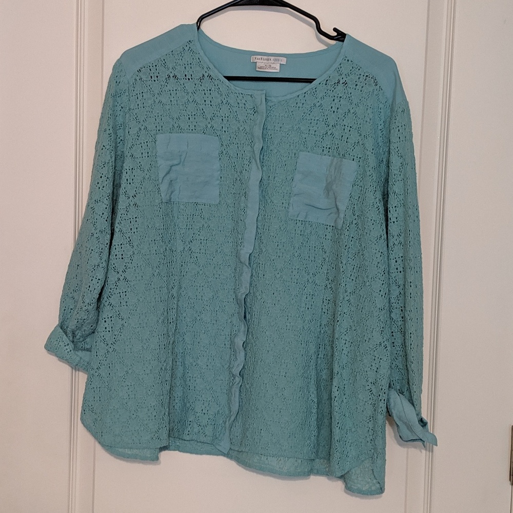 Van Heusen Teal Button Down Blouse